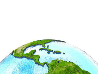 Fototapeta premium Central America on model of Earth