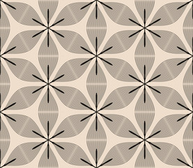 graphic linear flowers seamless pattern in black and ivory