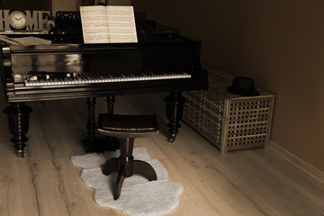 Piano in empty classic room