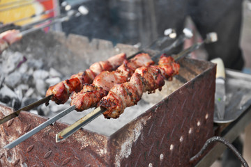 Tasty grilled traditional shashlic