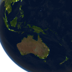 Australia at night on planet Earth