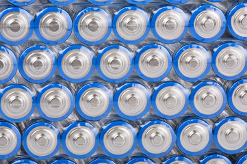 background from blue batteries