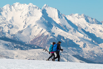 Fototapeta na wymiar Ski de fond, randonnée sur neige