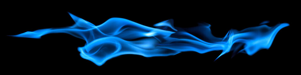 blue long fire stripe isolated on black
