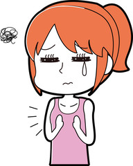 貧乳に悩む女性のイラスト