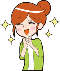 歓喜する少女漫画風の女性のイラスト