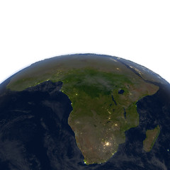 Africa at night on planet Earth