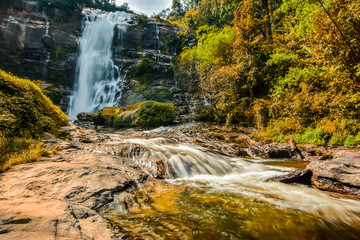 Wachirathan water falls in autumn