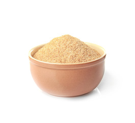 Bowl with bread crumbs isolated on white
