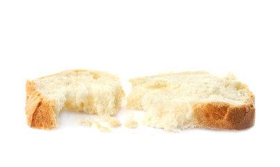 Bread slice on white background