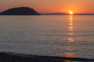 Sunset over strait of San Juan de Fuca