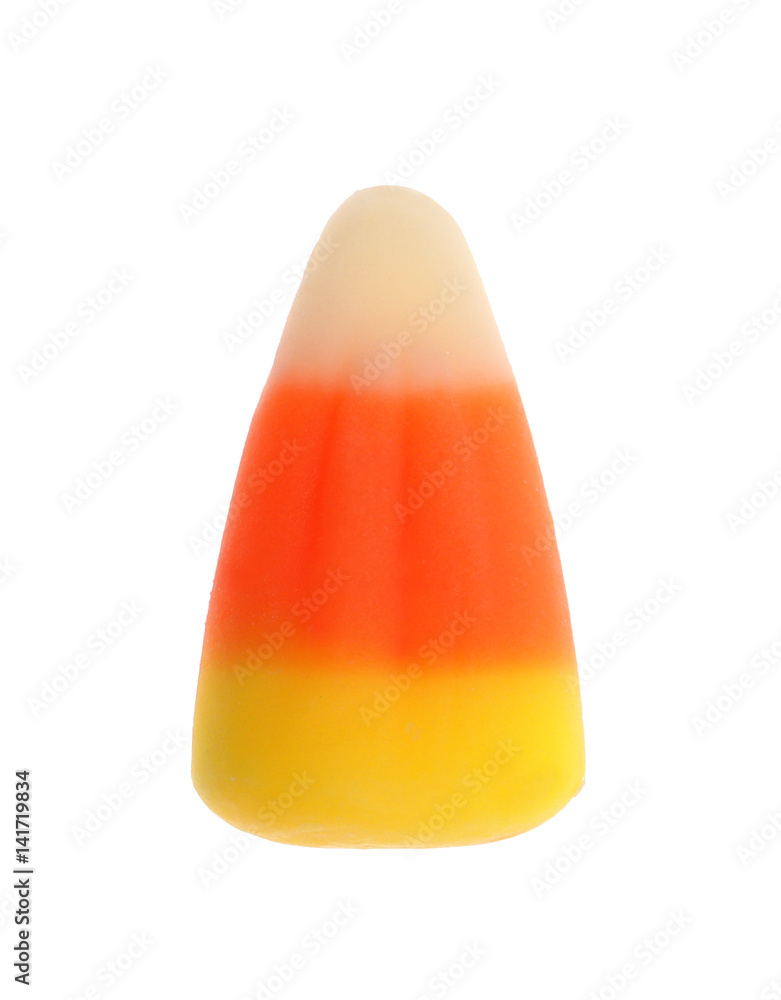 Sticker colorful halloween candy corn on white background