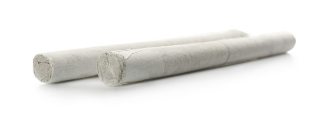 Professional moxa sticks on white background