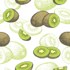 Fototapety  Kiwi fruit graphic color seamless pattern sketch illustration vector