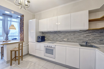 Russia, Moscow region - the interior design of the kitchen in a luxury new apartment