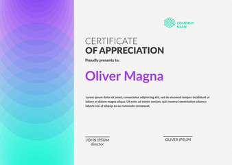 Certificate of Appreciation template. Creative geometric design. Layered eps10 vector.