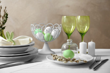 Beautiful Easter decorations on table