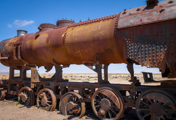Train cemetery in Uyuni, Bolivia