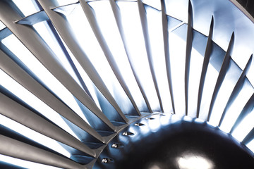 Jet engine turbine blade airplane of background