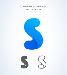 Vector origami alphabet. Letter S logo template