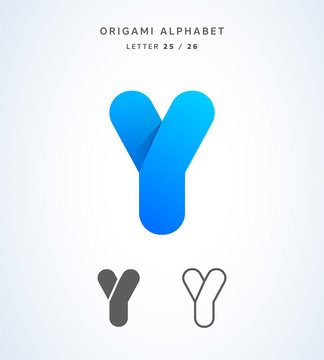 Vector origami alphabet. Letter Y logo template