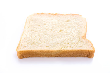 Slice of white bread isolated on white background.