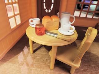 Obraz na płótnie Canvas Miniature Tea set, Bread and Jam