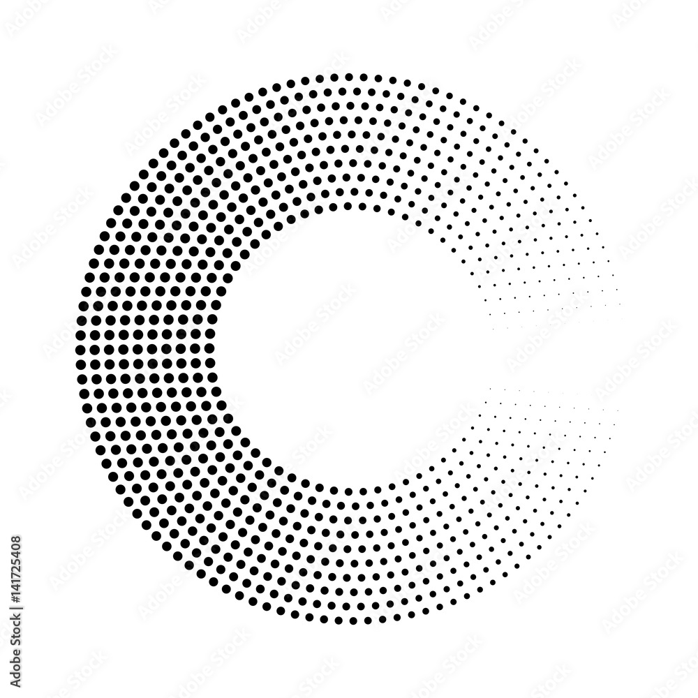 Poster abstract ring of black dots. halftone effect with gradient. modern design vector background.