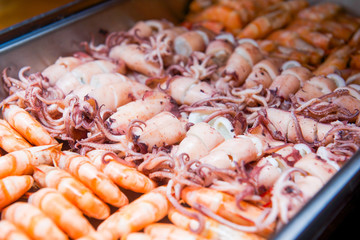 delicious seafood platter in restaurant