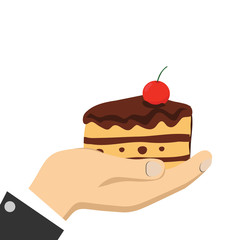 Cartoon hands holding cake