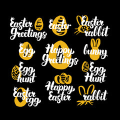 Fototapeta premium Happy Easter Hand Drawn Quotes
