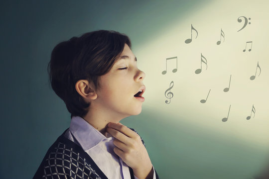 Teenager Singer Boy Sing Close Up Portrait