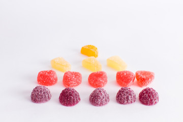  Bright tasty marmalade on a white background