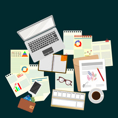 Офис. Рабочее место. Вид сверху. 