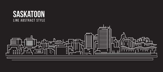 Cityscape Building Line art Vector Illustration design - Saskatoon city