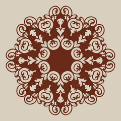 Geometric ornament. The template pattern for decorative round panel. A picture suitable for paper cutting, printing, laser cutting or engraving wood, metal, stencil manufacturing