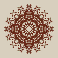 Geometric ornament. The template pattern for decorative round panel. A picture suitable for paper cutting, printing, laser cutting or engraving wood, metal, stencil manufacturing