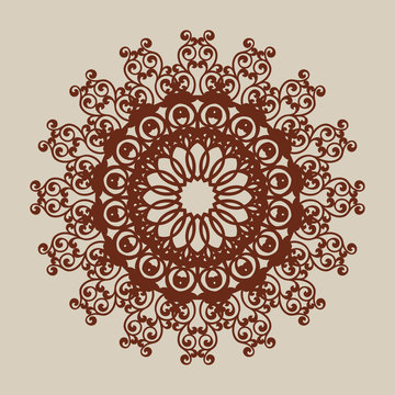 Geometric ornament. The template pattern for decorative round panel. A picture suitable for paper cutting, printing, laser cutting or engraving wood, metal, stencil manufacturing