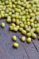 Many mung beans on table