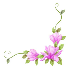 Naklejka premium Hand drawn watercolor magnolia