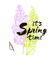It,s spring time vector lettering illustration. Hand drawn phrase. Handwritten modern brush calligraphy for invitation and greeting card, t-shirt, prints and posters