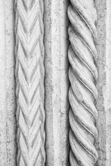 Fototapeta premium Stone carved decorations, neo-gothic style, black and white.