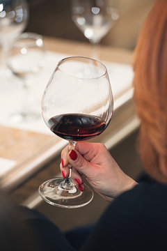 people consider the color of the wine and try how it smells in different glasses