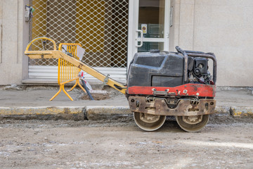 road works on laying pipes