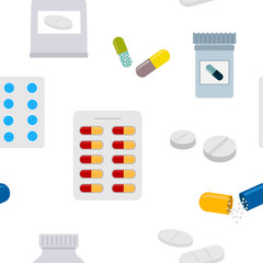 seamless pattern with  drugs pills and capsules for your design