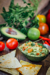 Avocado boat - guacamole dip in boat made from avocado skin.