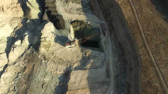 Flying over the iron ore quarry