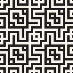 Maze Tangled Lines Contemporary Graphic. Abstract Geometric Background Design. Vector Seamless Pattern.