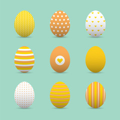 Set of colorful realistic easter eggs. Vector illustration