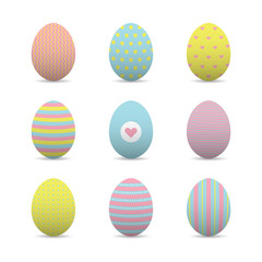 Set of colorful realistic easter eggs. Vector illustration